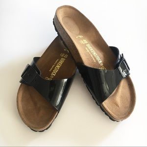 New Birkenstock Patent Black Slides